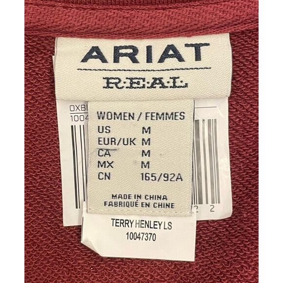 Ariat Women's Terry Henley Sweatshirt Oxblood Red Size Medium NWT Western - Picture 4 of 9